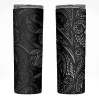 Hawaiian Mango Tribal Tattoo Skinny Tumbler Black White Pacific Traditional Pattern