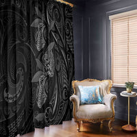 Hawaiian Mango Tribal Tattoo Window Curtain Black White Pacific Traditional Pattern