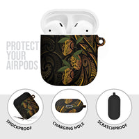 Hawaiian Mango Tribal Tattoo AirPods Case Gold Pacific Traditional Pattern
