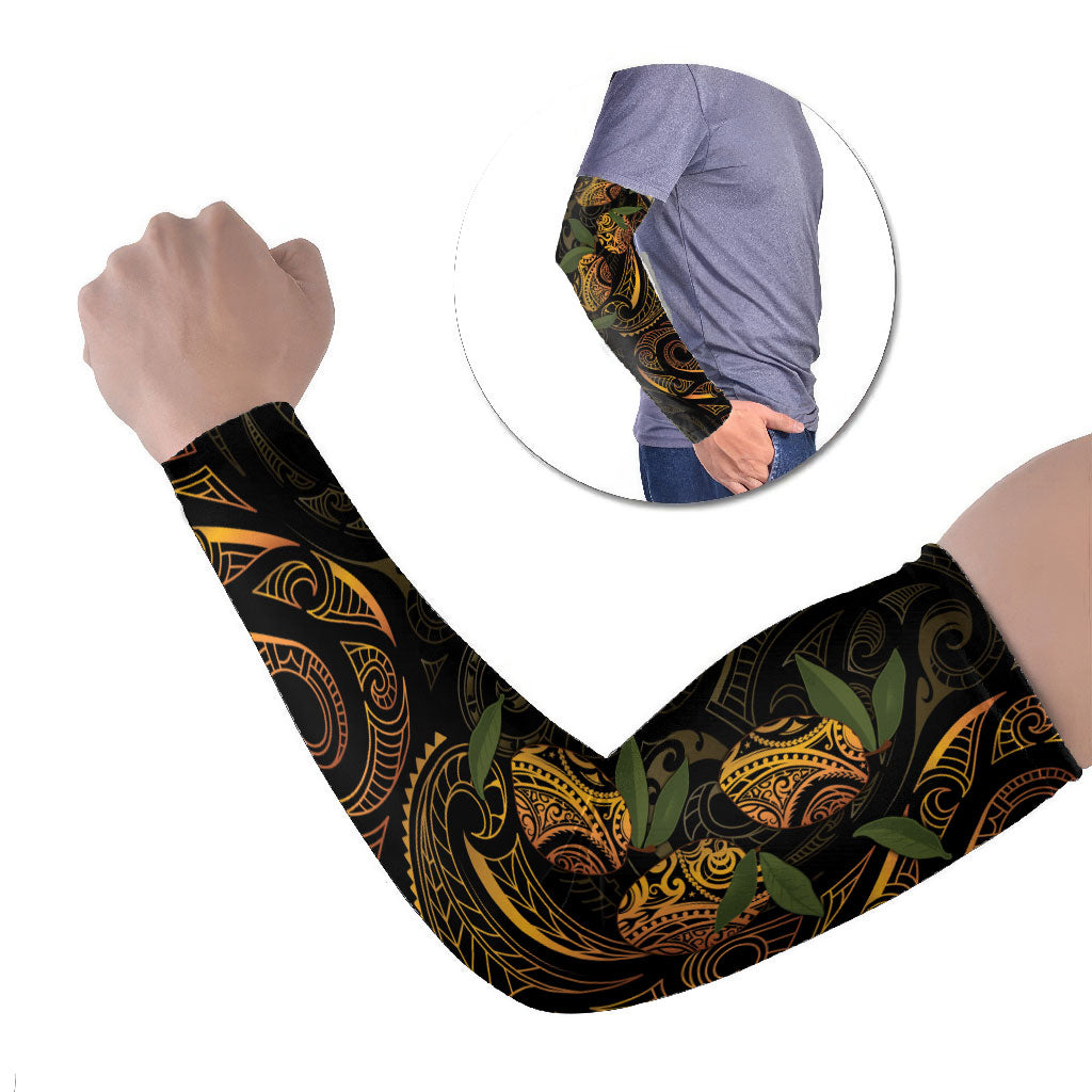 Hawaiian Mango Tribal Tattoo Arm Sleeves Gold Pacific Traditional Pattern