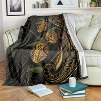 Hawaiian Mango Tribal Tattoo Blanket Gold Pacific Traditional Pattern