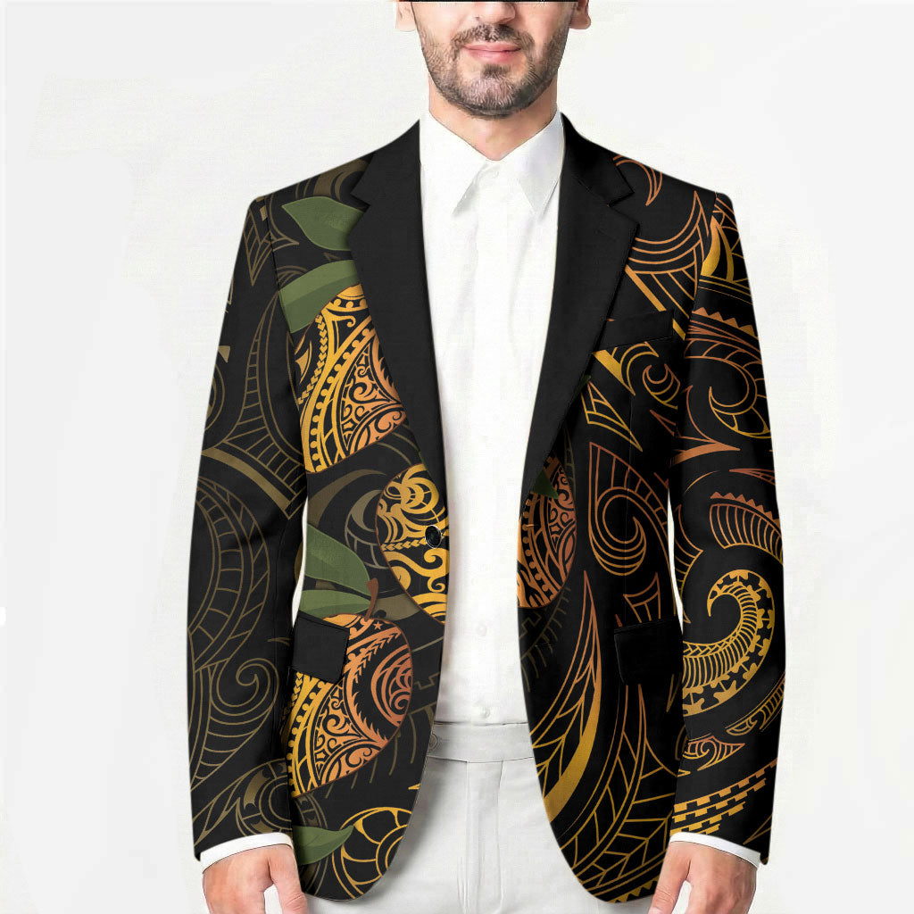 Hawaiian Mango Tribal Tattoo Blazer Gold Pacific Traditional Pattern