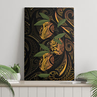 Hawaiian Mango Tribal Tattoo Canvas Wall Art Gold Pacific Traditional Pattern