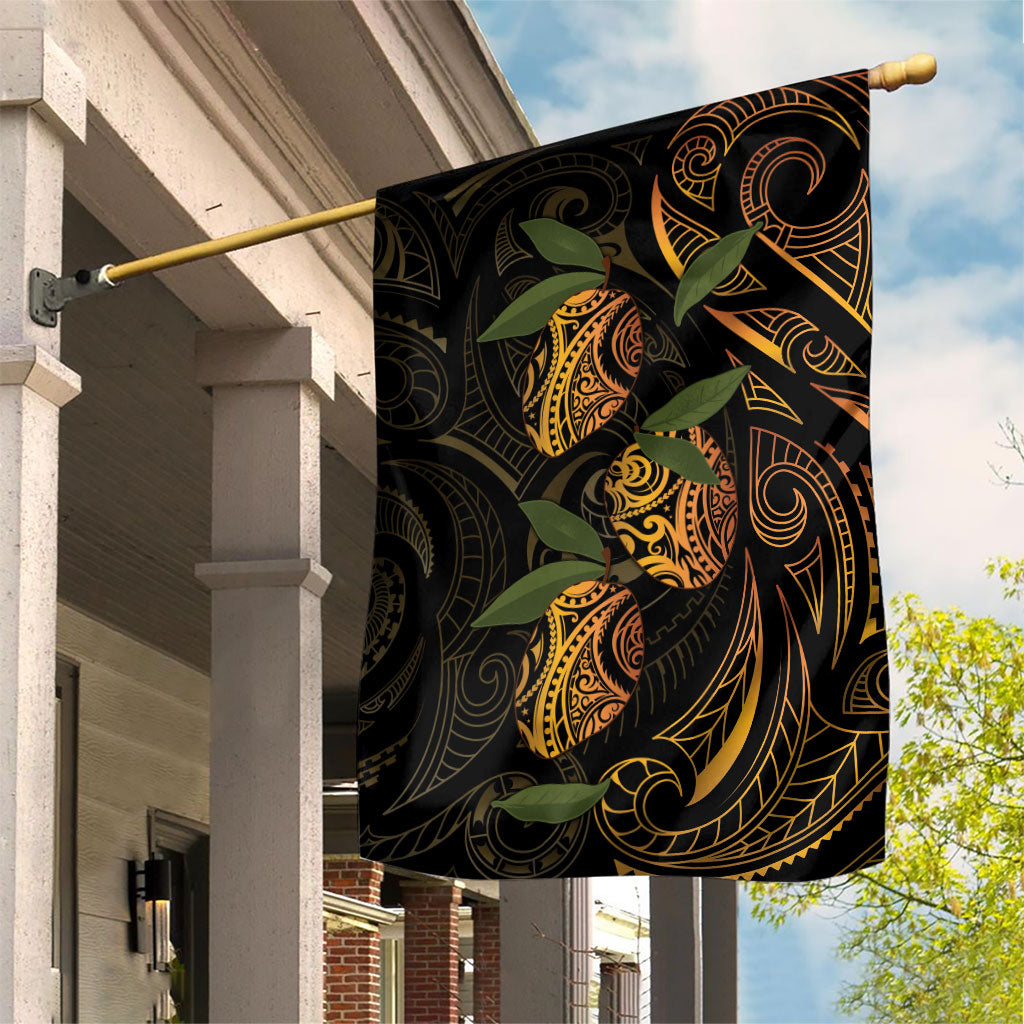 Hawaiian Mango Tribal Tattoo Garden Flag Gold Pacific Traditional Pattern