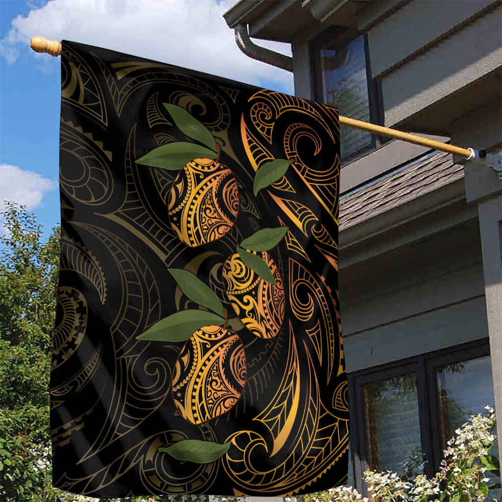 Hawaiian Mango Tribal Tattoo Garden Flag Gold Pacific Traditional Pattern