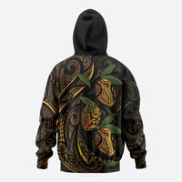 Hawaiian Mango Tribal Tattoo Hoodie Gold Pacific Traditional Pattern