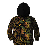 Hawaiian Mango Tribal Tattoo Kid Hoodie Gold Pacific Traditional Pattern