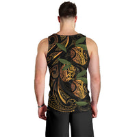 Hawaiian Mango Tribal Tattoo Men Tank Top Gold Pacific Traditional Pattern