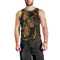 Hawaiian Mango Tribal Tattoo Men Tank Top Gold Pacific Traditional Pattern