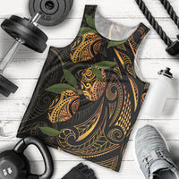 Hawaiian Mango Tribal Tattoo Men Tank Top Gold Pacific Traditional Pattern