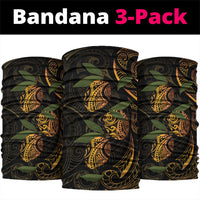Hawaiian Mango Tribal Tattoo Neck Gaiter Gold Pacific Traditional Pattern