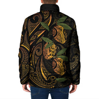 Hawaiian Mango Tribal Tattoo Padded Jacket Gold Pacific Traditional Pattern