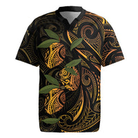 Hawaiian Mango Tribal Tattoo Rugby Jersey Gold Pacific Traditional Pattern