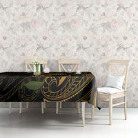 Hawaiian Mango Tribal Tattoo Tablecloth Gold Pacific Traditional Pattern