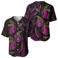 Hawaiian Mango Tribal Tattoo Baseball Jersey Pink Pacific Traditional Pattern