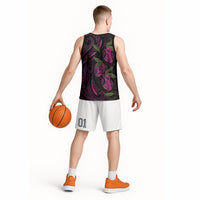 Hawaiian Mango Tribal Tattoo Basketball Jersey Pink Pacific Traditional Pattern