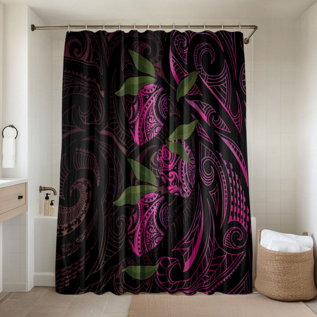 Hawaiian Mango Tribal Tattoo Bathroom Set Pink Pacific Traditional Pattern
