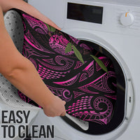 Hawaiian Mango Tribal Tattoo Bathroom Set Pink Pacific Traditional Pattern