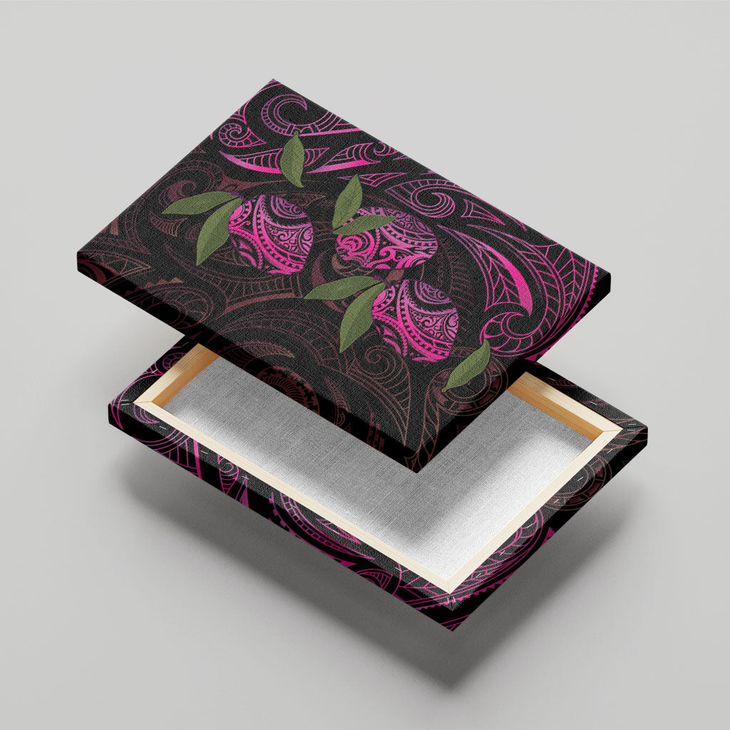 Hawaiian Mango Tribal Tattoo Canvas Wall Art Pink Pacific Traditional Pattern