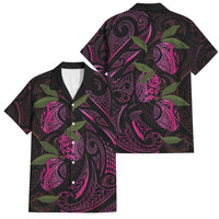 Hawaiian Mango Tribal Tattoo Family Matching Mermaid Dress and Hawaiian Shirt Pink Pacific Traditional Pattern