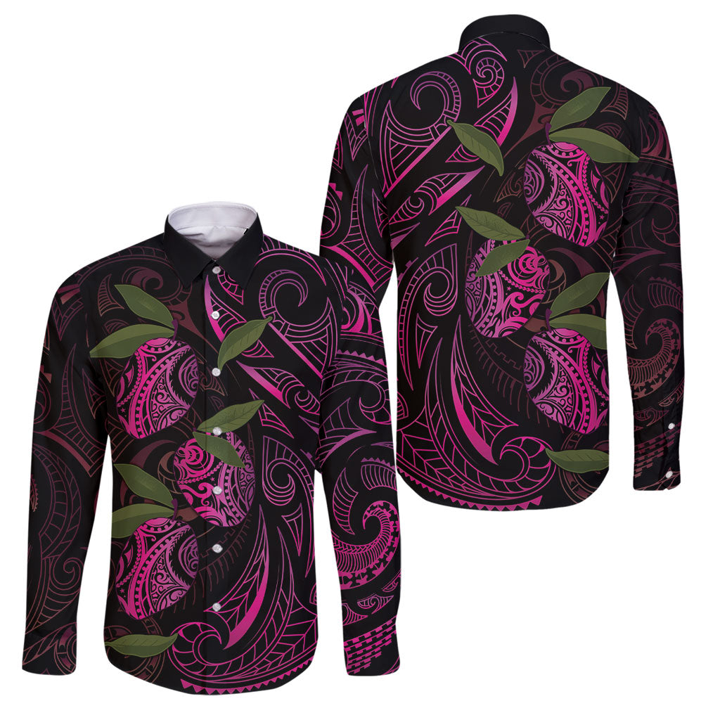 Hawaiian Mango Tribal Tattoo Family Matching Short Sleeve Bodycon Dress and Hawaiian Shirt Pink Pacific Traditional Pattern
