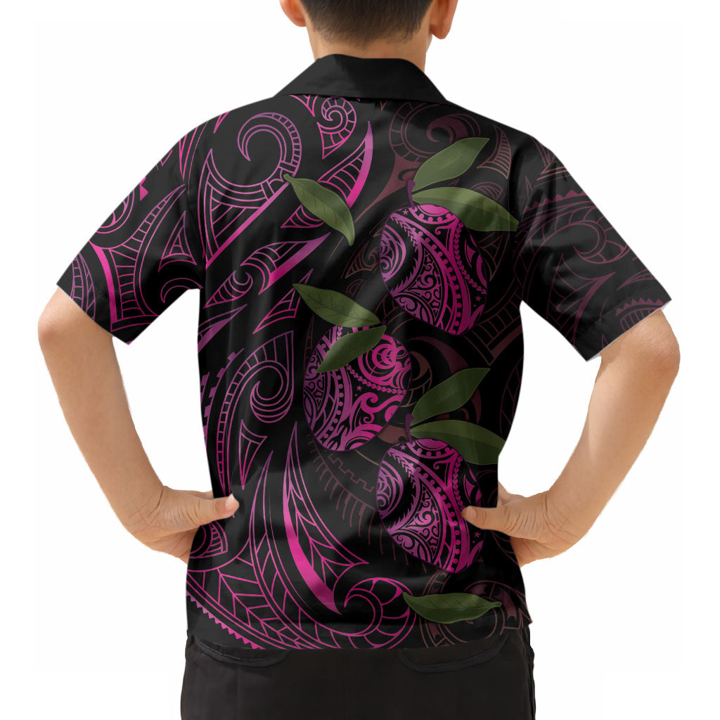 Hawaiian Mango Tribal Tattoo Kid Hawaiian Shirt Pink Pacific Traditional Pattern