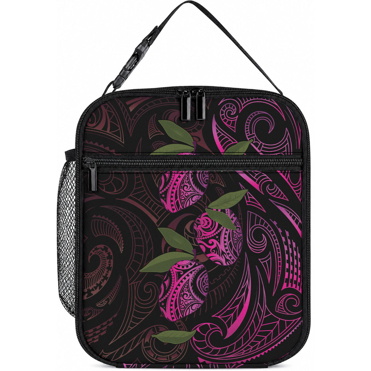 Hawaiian Mango Tribal Tattoo Lunch Bag Pink Pacific Traditional Pattern LT9 10.2 × 8.3 × 4.3 inch Pink - Polynesian Pride
