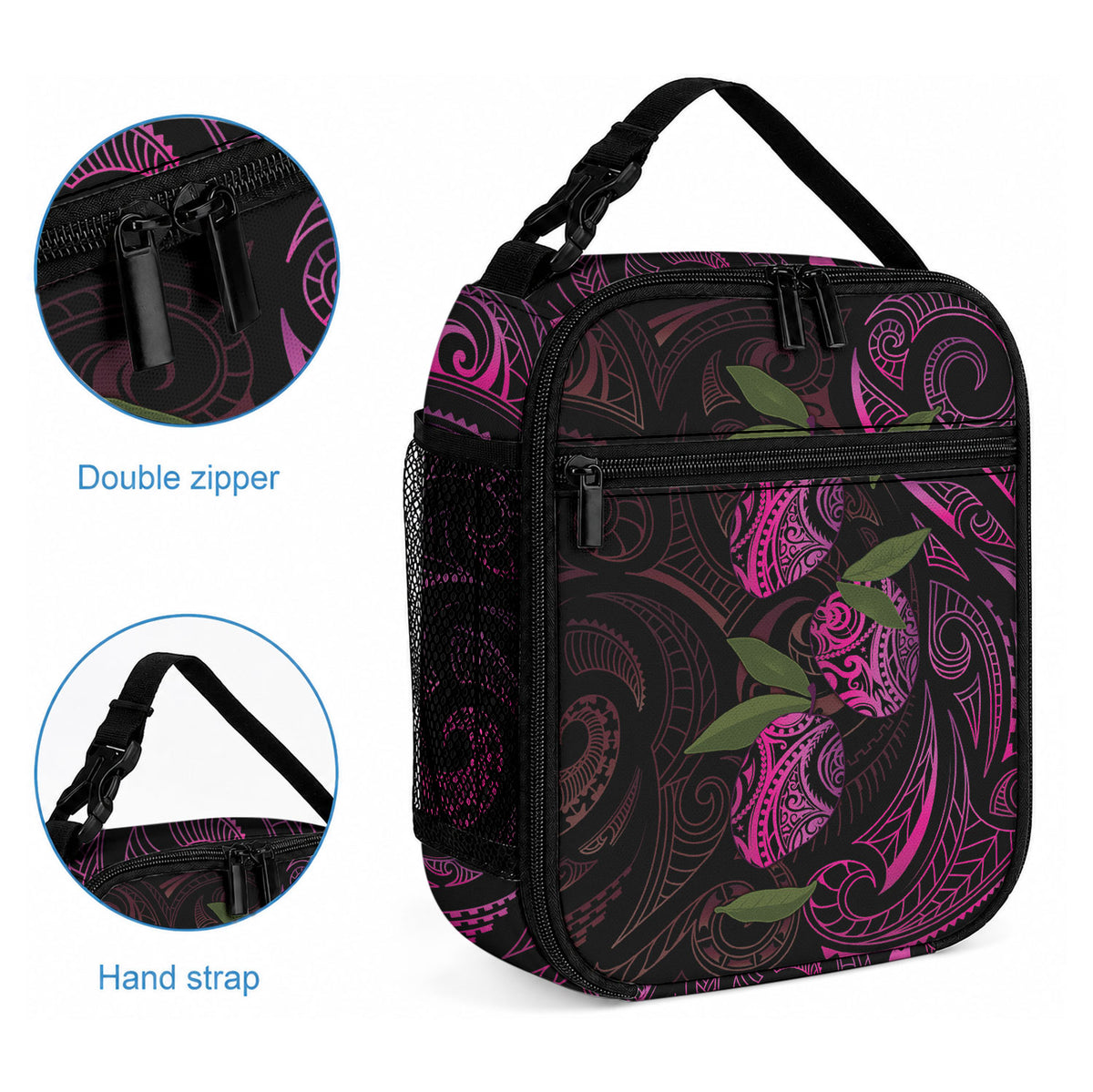 Hawaiian Mango Tribal Tattoo Lunch Bag Pink Pacific Traditional Pattern LT9 - Polynesian Pride