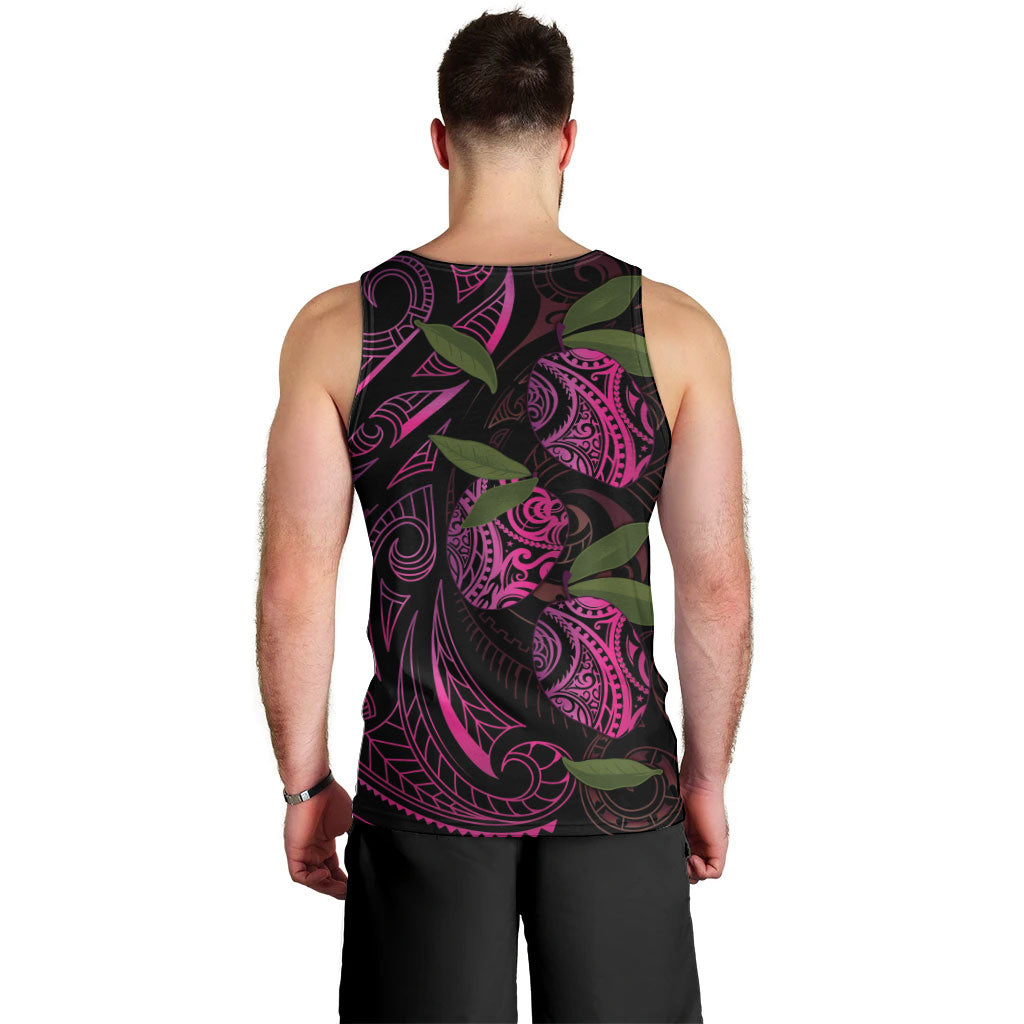 Hawaiian Mango Tribal Tattoo Men Tank Top Pink Pacific Traditional Pattern