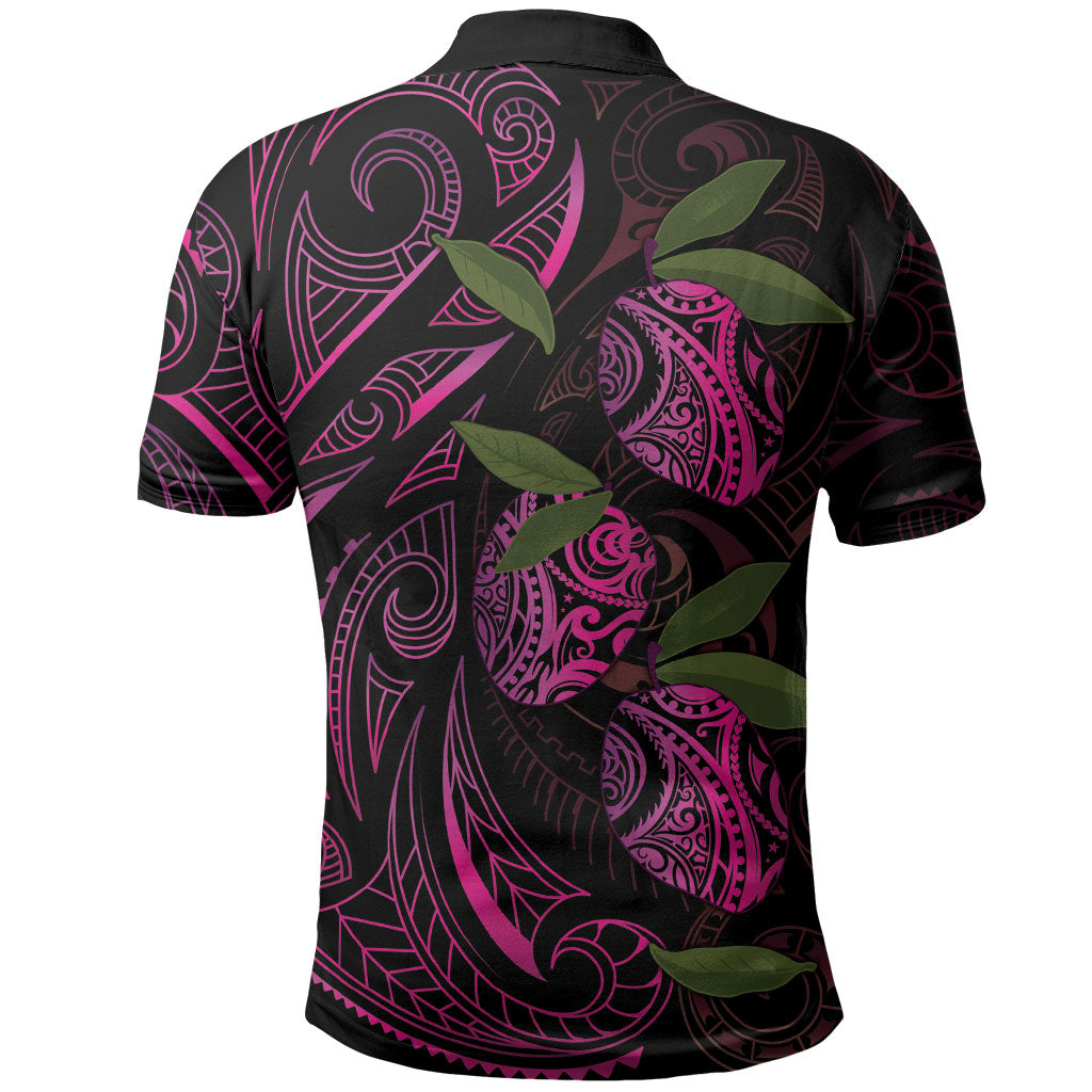 Hawaiian Mango Tribal Tattoo Polo Shirt Pink Pacific Traditional Pattern