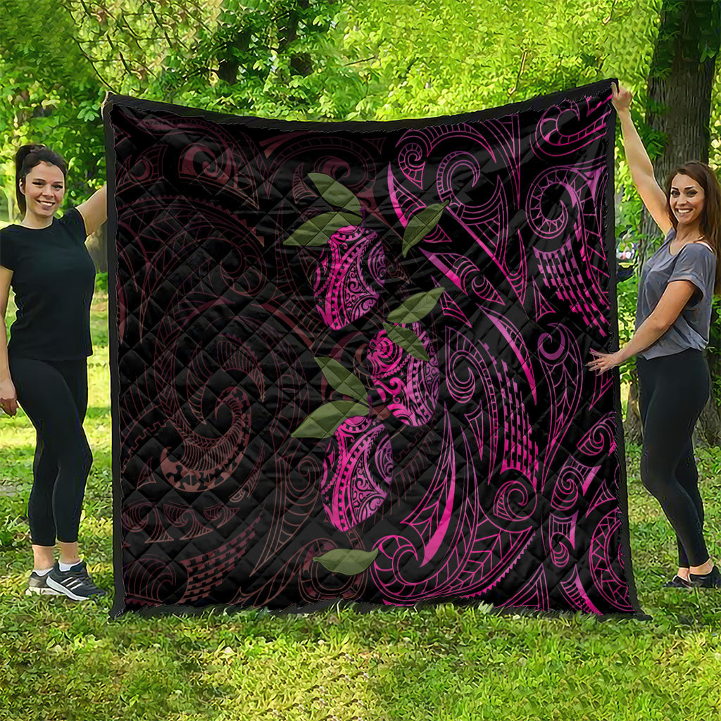 Hawaiian Mango Tribal Tattoo Quilt Pink Pacific Traditional Pattern