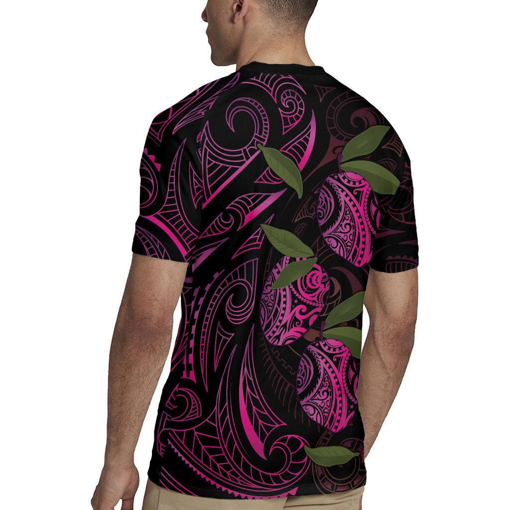 Hawaiian Mango Tribal Tattoo Rugby Jersey Pink Pacific Traditional Pattern