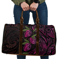 Hawaiian Mango Tribal Tattoo Travel Bag Pink Pacific Traditional Pattern