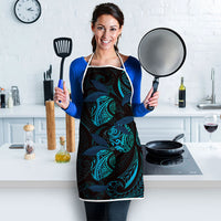 Hawaiian Mango Tribal Tattoo Apron Teal Pacific Traditional Pattern