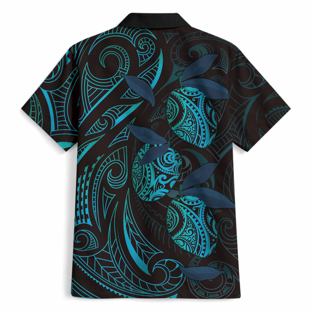 Hawaiian Mango Tribal Tattoo Hawaiian Shirt Teal Pacific Traditional Pattern