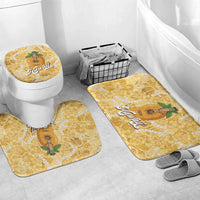 Hawaiian Mango Ukulele Bathroom Set Retro Yellow Hibiscus Pikake Lei