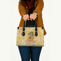 Hawaiian Mango Ukulele Leather Bag Retro Yellow Hibiscus Pikake Lei