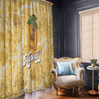 Hawaiian Mango Ukulele Window Curtain Retro Yellow Hibiscus Pikake Lei