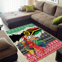 Personalised Vanuatu Joyeux Noel Area Rug Proud To Be a Ni-Van Sand Drawing Art - Polynesian Pride