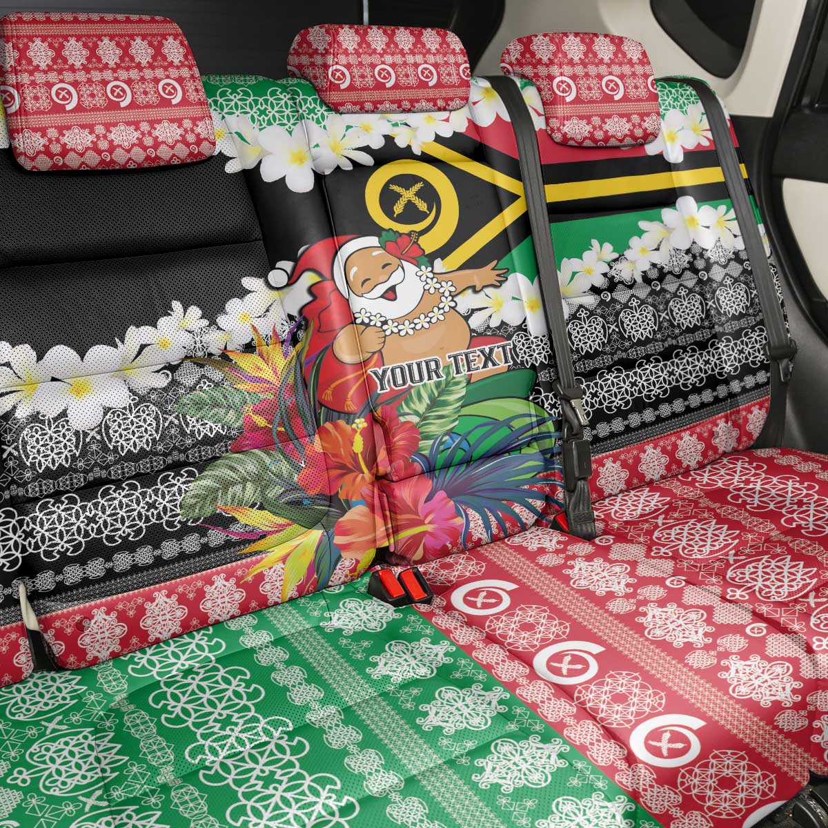 Personalised Vanuatu Joyeux Noel Back Car Seat Cover Proud To Be a Ni-Van Sand Drawing Art - Polynesian Pride