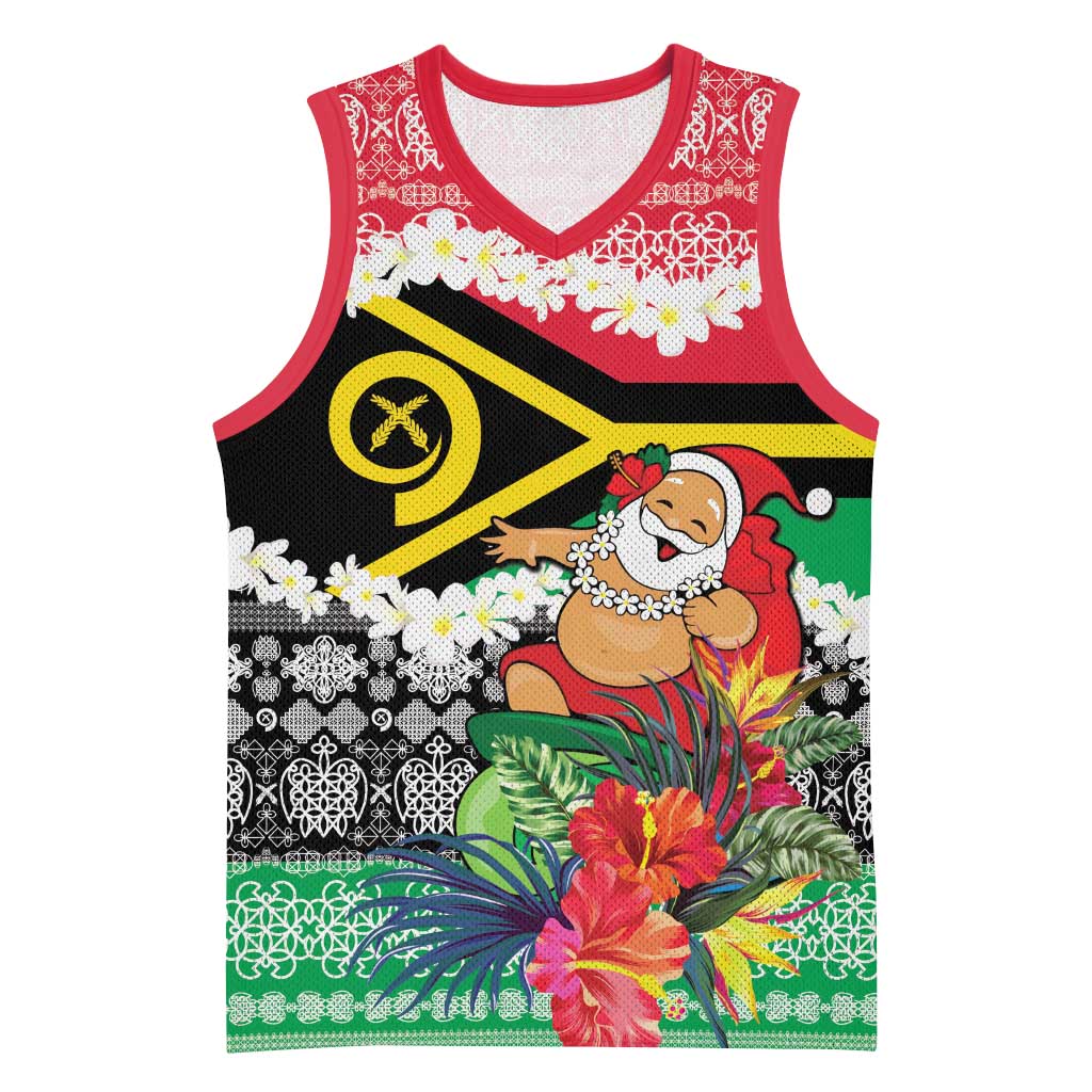 Personalised Vanuatu Joyeux Noel Basketball Jersey Proud To Be a Ni-Van Sand Drawing Art - Polynesian Pride