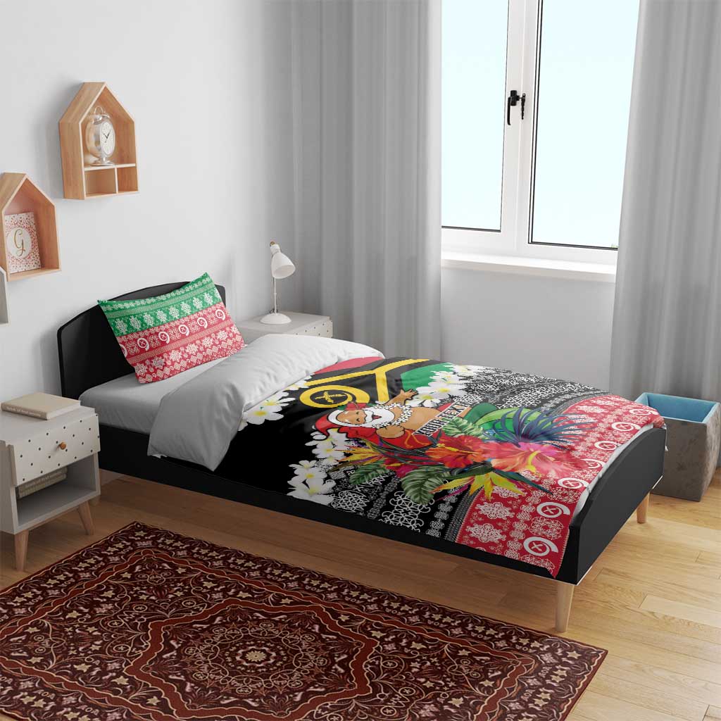 Personalised Vanuatu Joyeux Noel Bedding Set Proud To Be a Ni-Van Sand Drawing Art - Polynesian Pride