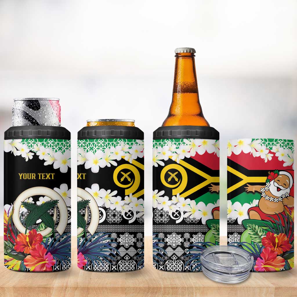 Personalised Vanuatu Joyeux Noel 4 in 1 Can Cooler Tumbler Proud To Be a Ni-Van Sand Drawing Art - Polynesian Pride