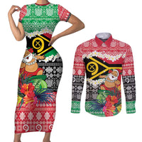 Personalised Vanuatu Joyeux Noel Couples Matching Short Sleeve Bodycon Dress and Long Sleeve Button Shirt Proud To Be a Ni-Van Sand Drawing Art - Polynesian Pride