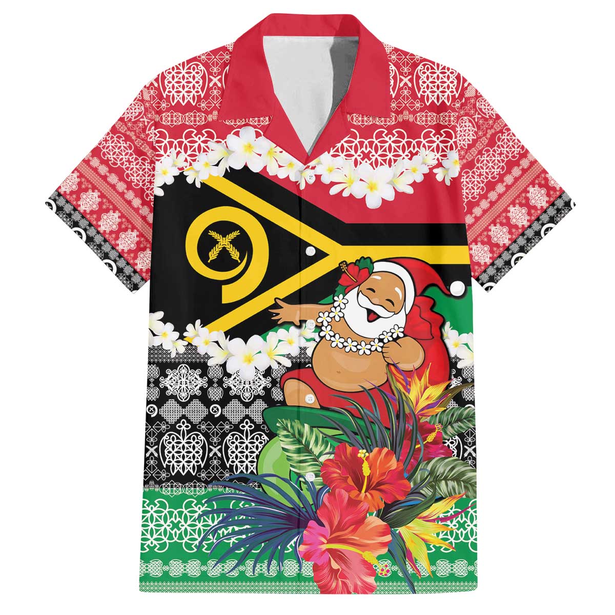 Personalised Vanuatu Joyeux Noel Family Matching Off The Shoulder Long Sleeve Dress and Hawaiian Shirt Proud To Be a Ni-Van Sand Drawing Art - Polynesian Pride
