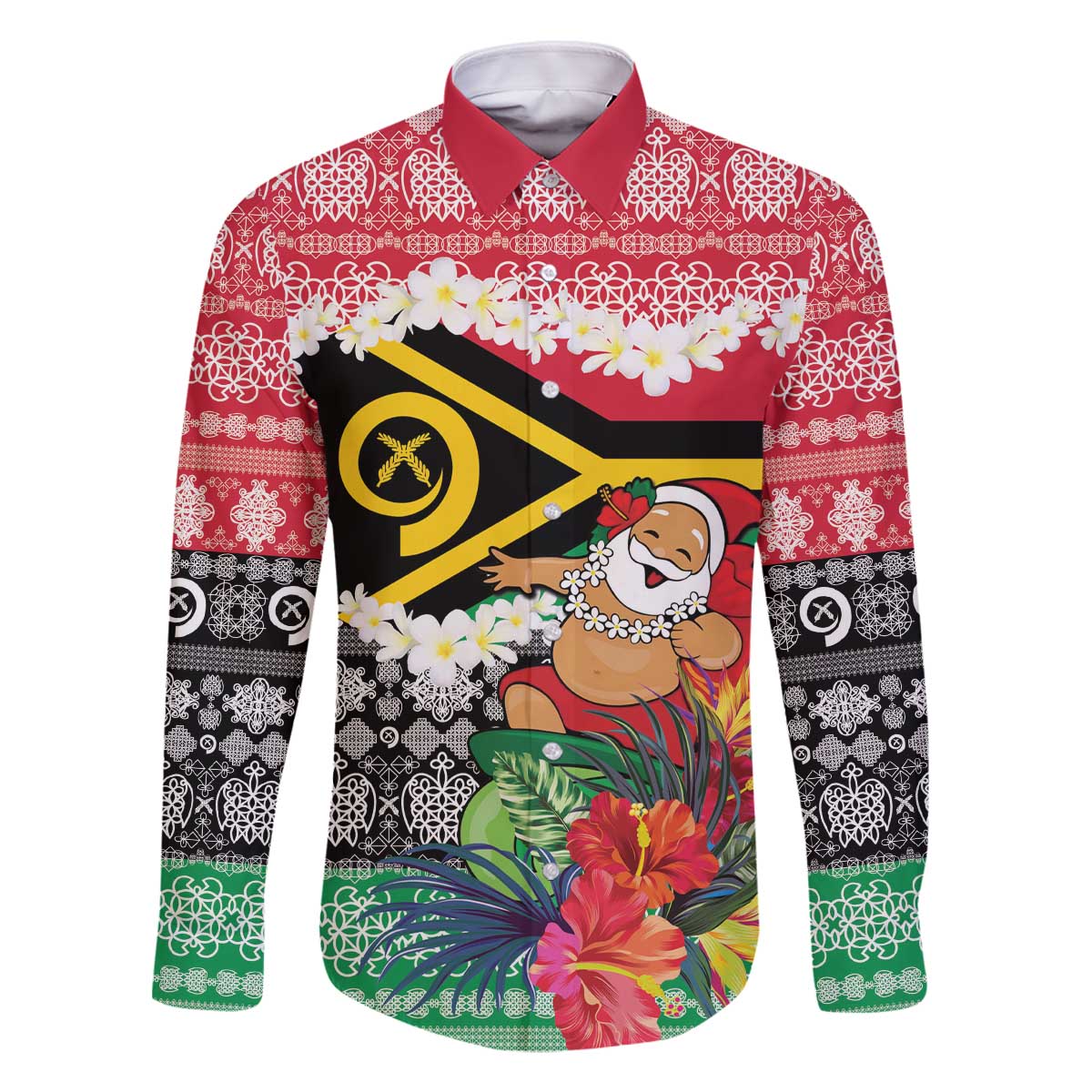 Personalised Vanuatu Joyeux Noel Family Matching Off The Shoulder Long Sleeve Dress and Hawaiian Shirt Proud To Be a Ni-Van Sand Drawing Art - Polynesian Pride