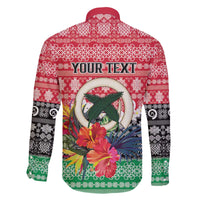 Personalised Vanuatu Joyeux Noel Family Matching Off The Shoulder Long Sleeve Dress and Hawaiian Shirt Proud To Be a Ni-Van Sand Drawing Art - Polynesian Pride