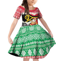 Personalised Vanuatu Joyeux Noel Family Matching Off Shoulder Short Dress and Hawaiian Shirt Proud To Be a Ni-Van Sand Drawing Art - Polynesian Pride