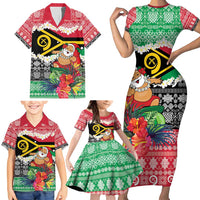 Personalised Vanuatu Joyeux Noel Family Matching Short Sleeve Bodycon Dress and Hawaiian Shirt Proud To Be a Ni-Van Sand Drawing Art - Polynesian Pride