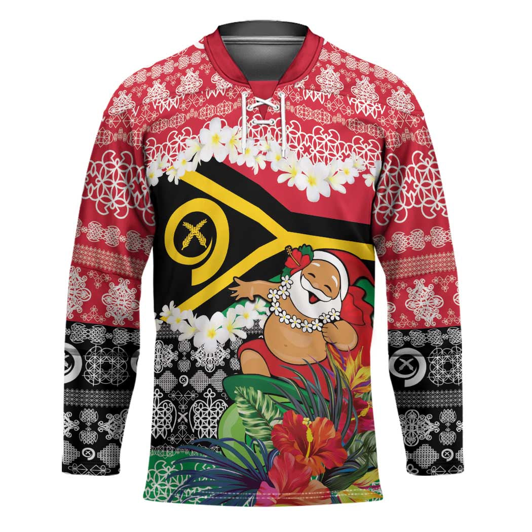 Personalised Vanuatu Joyeux Noel Hockey Jersey Proud To Be a Ni-Van Sand Drawing Art - Polynesian Pride